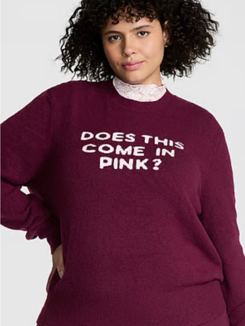 PINK Victoria's Secret Maroon Crewneck Sweater with White Script